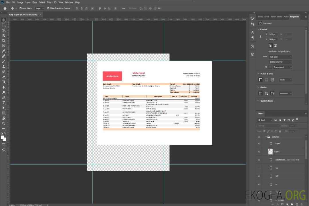 Relevé bancaire Slovénie Addiko xls template